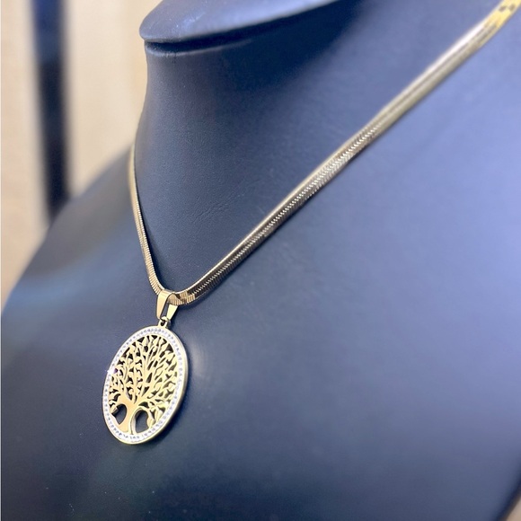 Jewelry - Tree of Life Crystal Stainless Steel gold tone Necklace